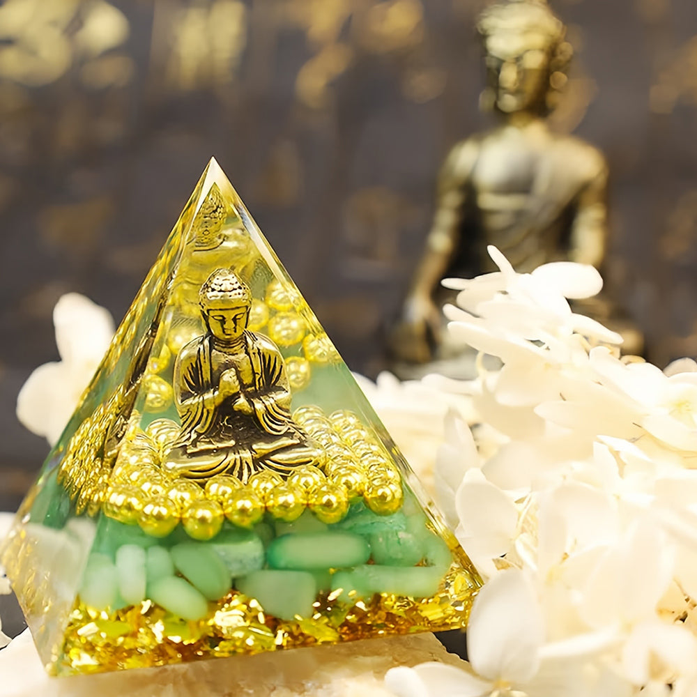 Green Aventurine With Buddha Orgone Pyramid