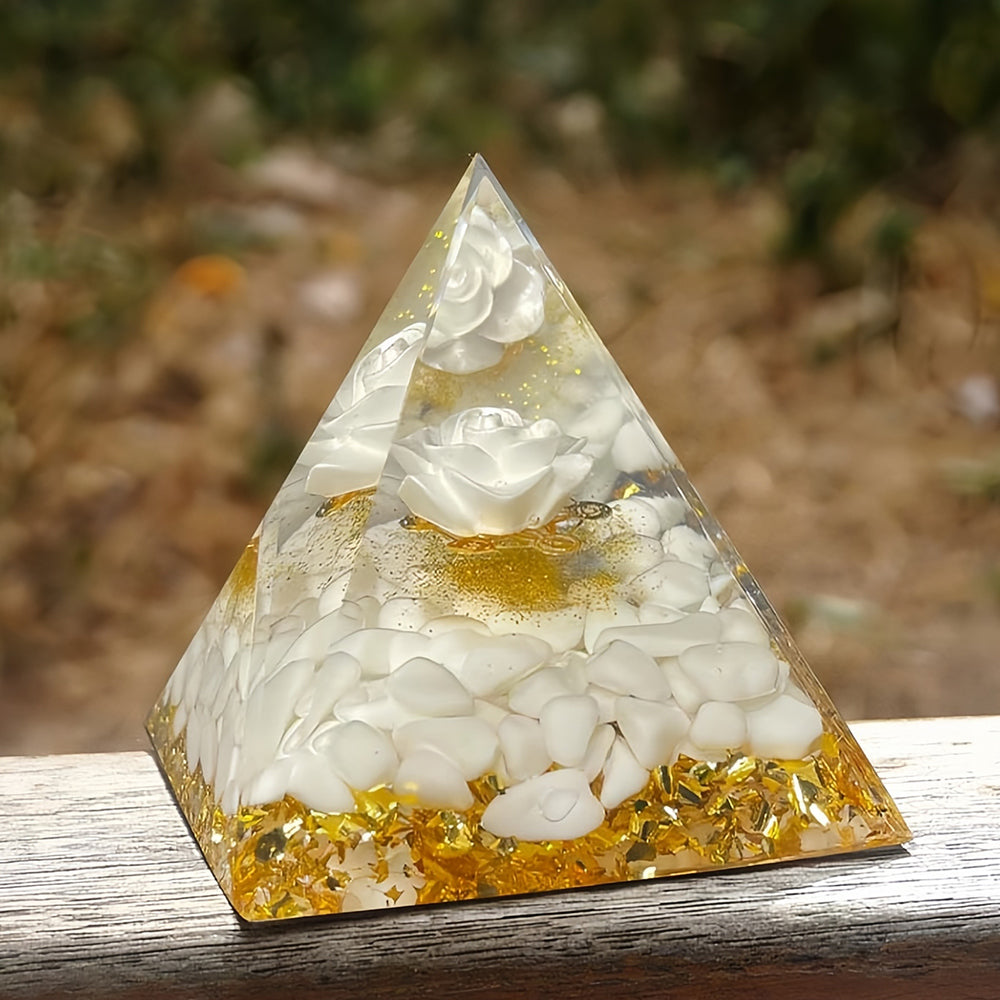Natural White Jade Healing Orgone Pyramid
