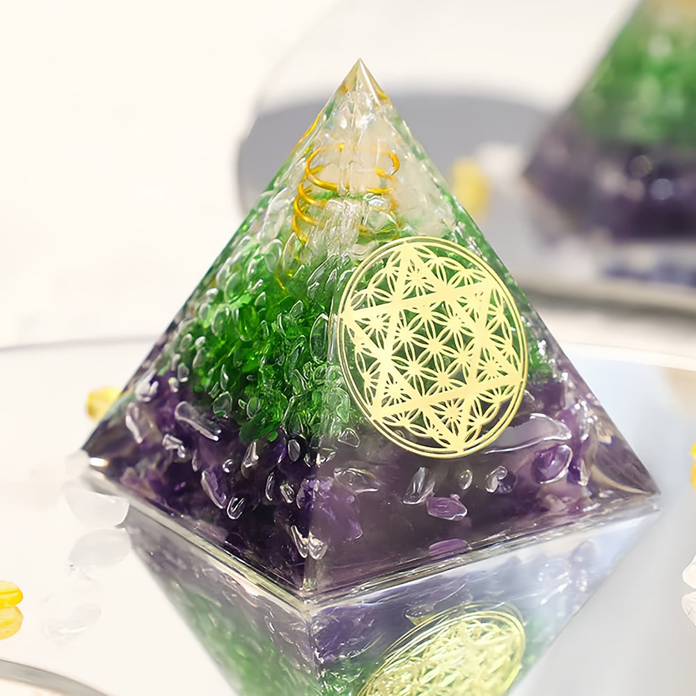 Flower Of Life Hexagram Crystal Orgone Pyramid