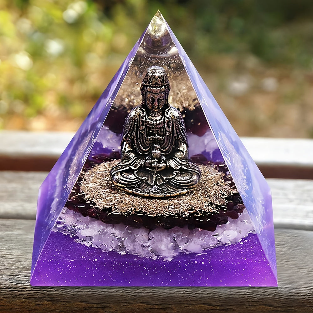 Garnet with Clear Crystal Orgone Pyramid