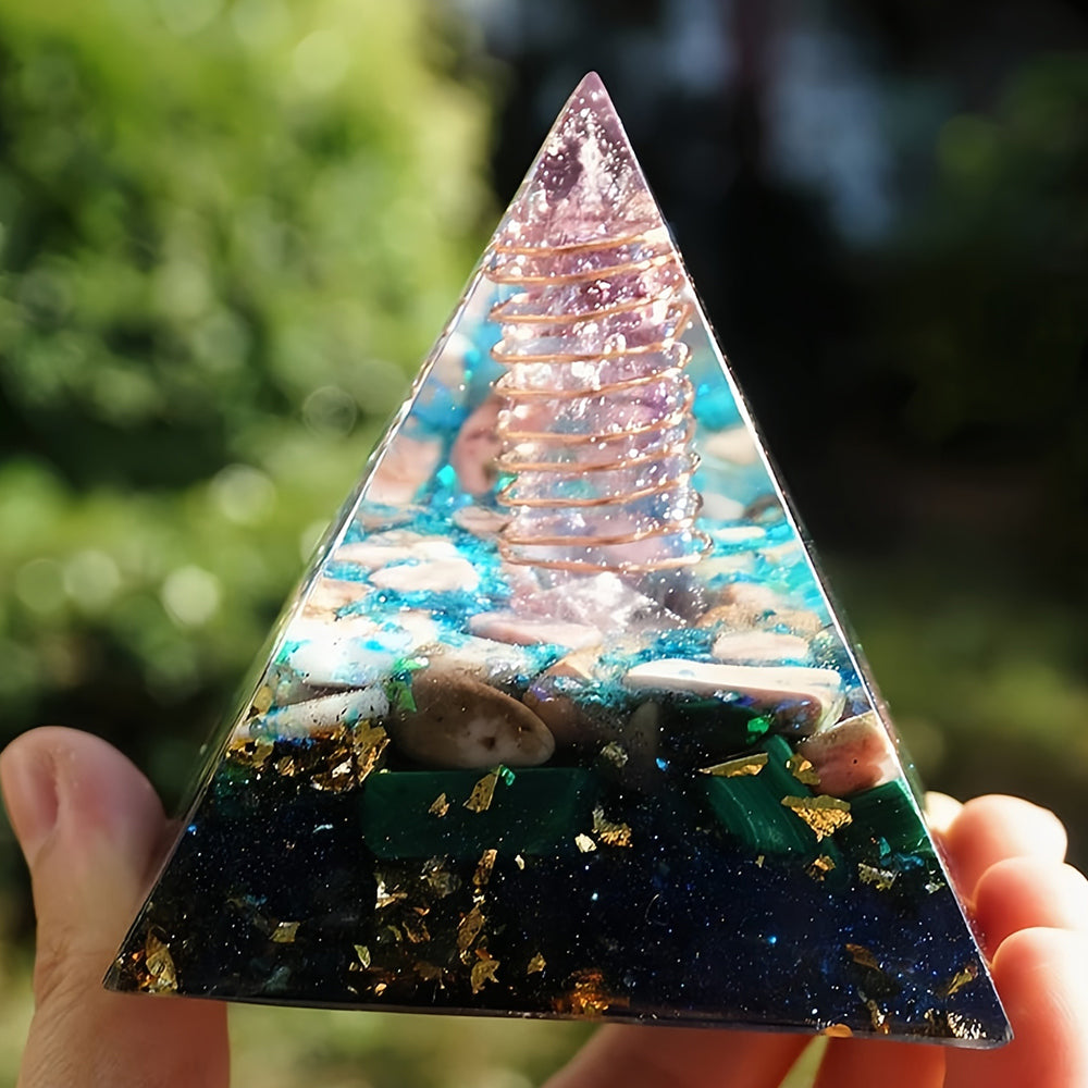 Amethyst Pillar With Rhodonite Orgone Pyramid