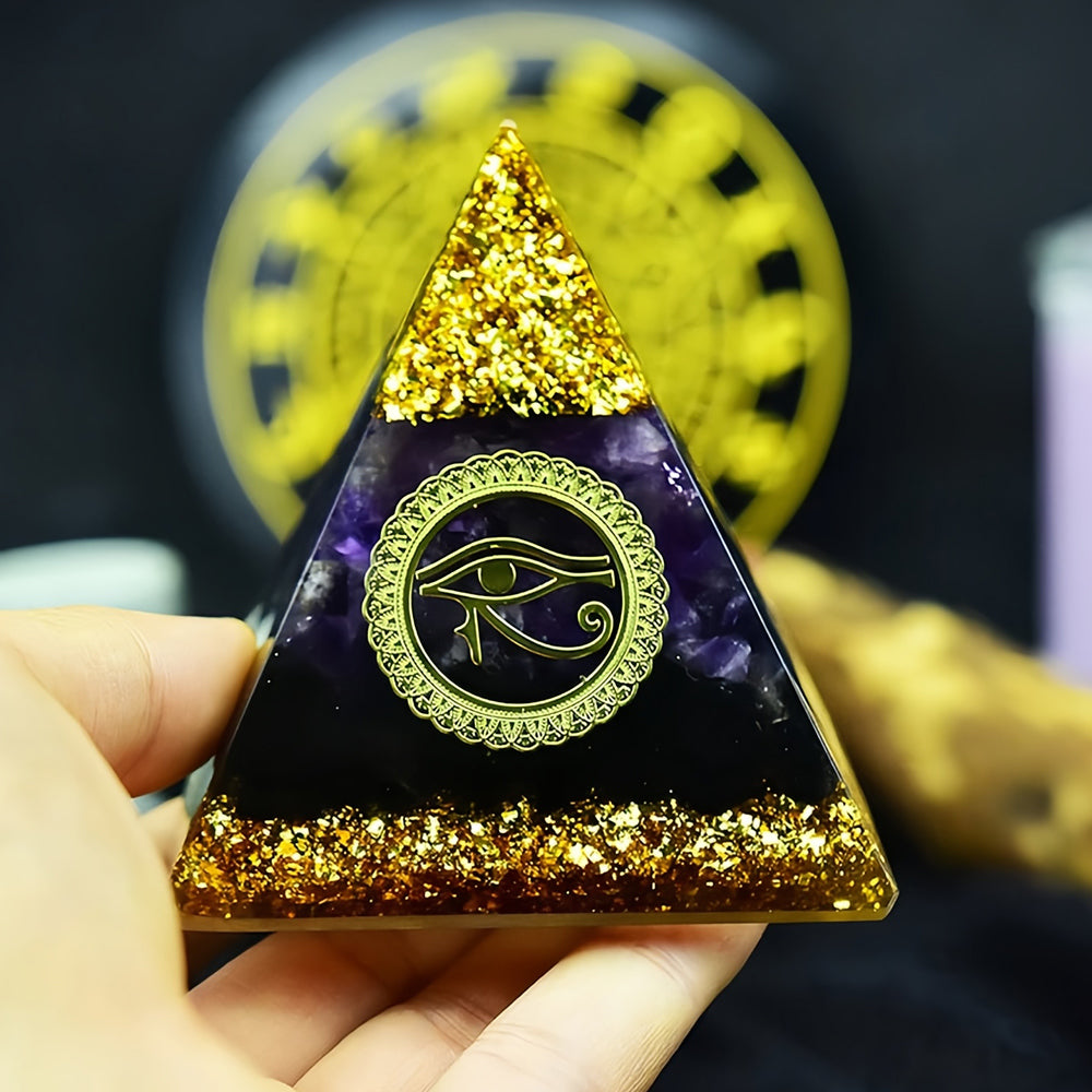 Amethyst Obsidian Eye Of Horus Symbol Orgone Pyramid