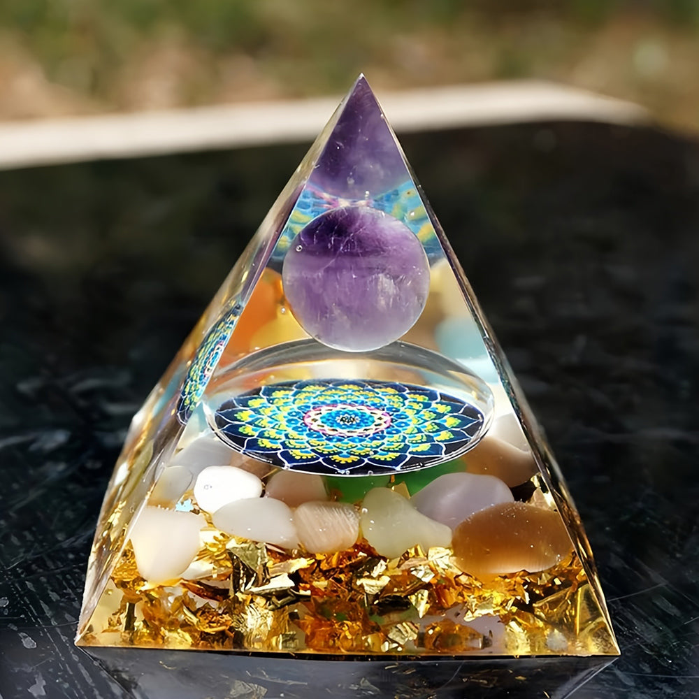 Amethyst with Moonstone Lucky Orgone Pyramid