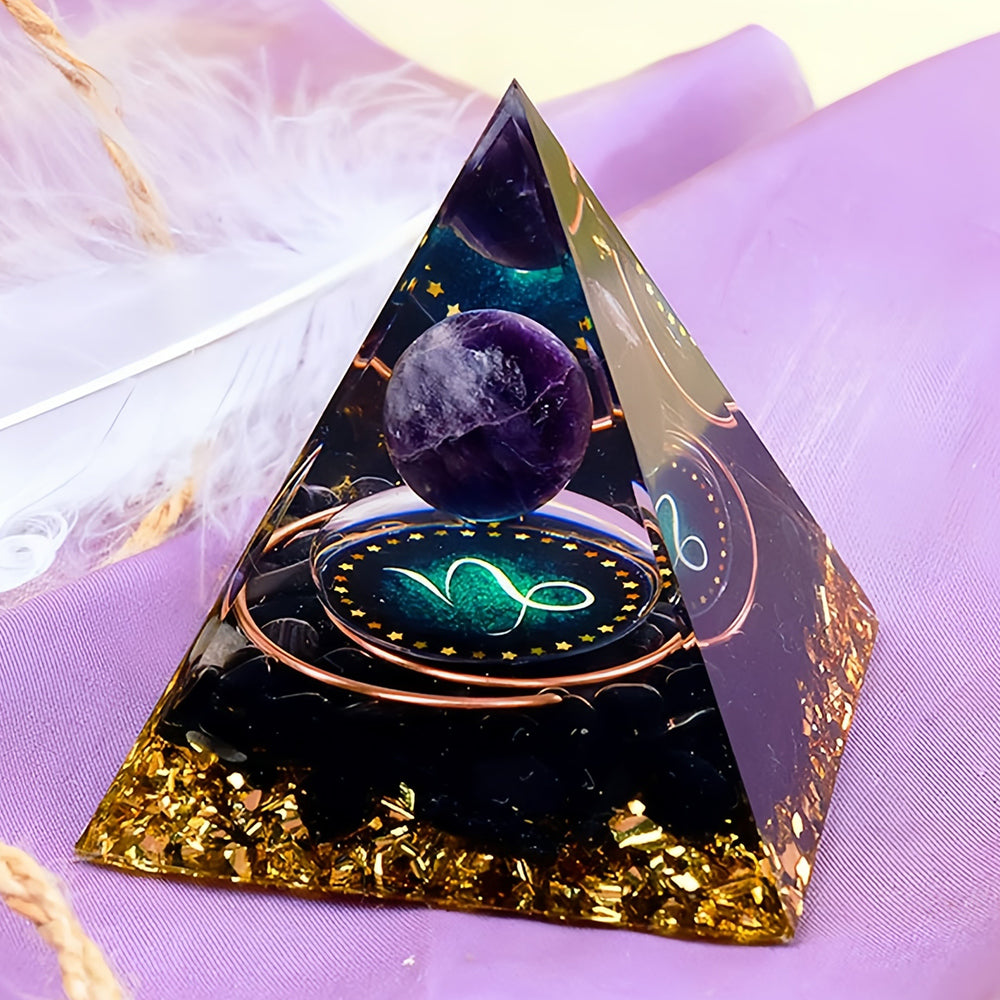 Amethyst Sphere With Obsidian Zodiac Capricorn Orgone Pyramid