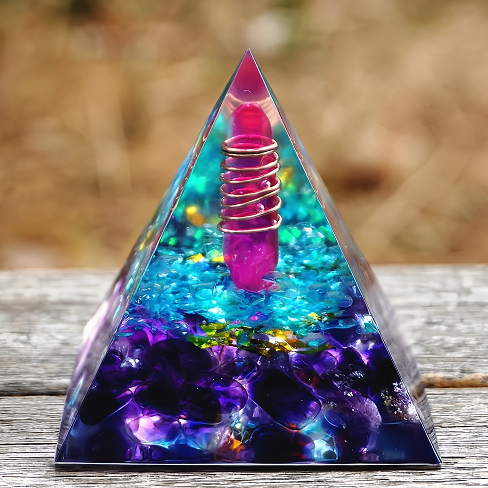 Amethyst Aquamarine Orgone Pyramid