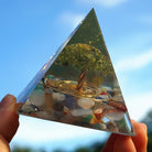 Fluorite With Peridot Tree Of Life Orgone Pyramid