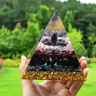 Amethyst Strawberry Quartz Garnet with Alabaster Healing Orgone Pyramid