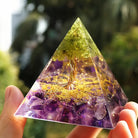 Peridot With Amethyst Tree Of Life Orgone Pyramid