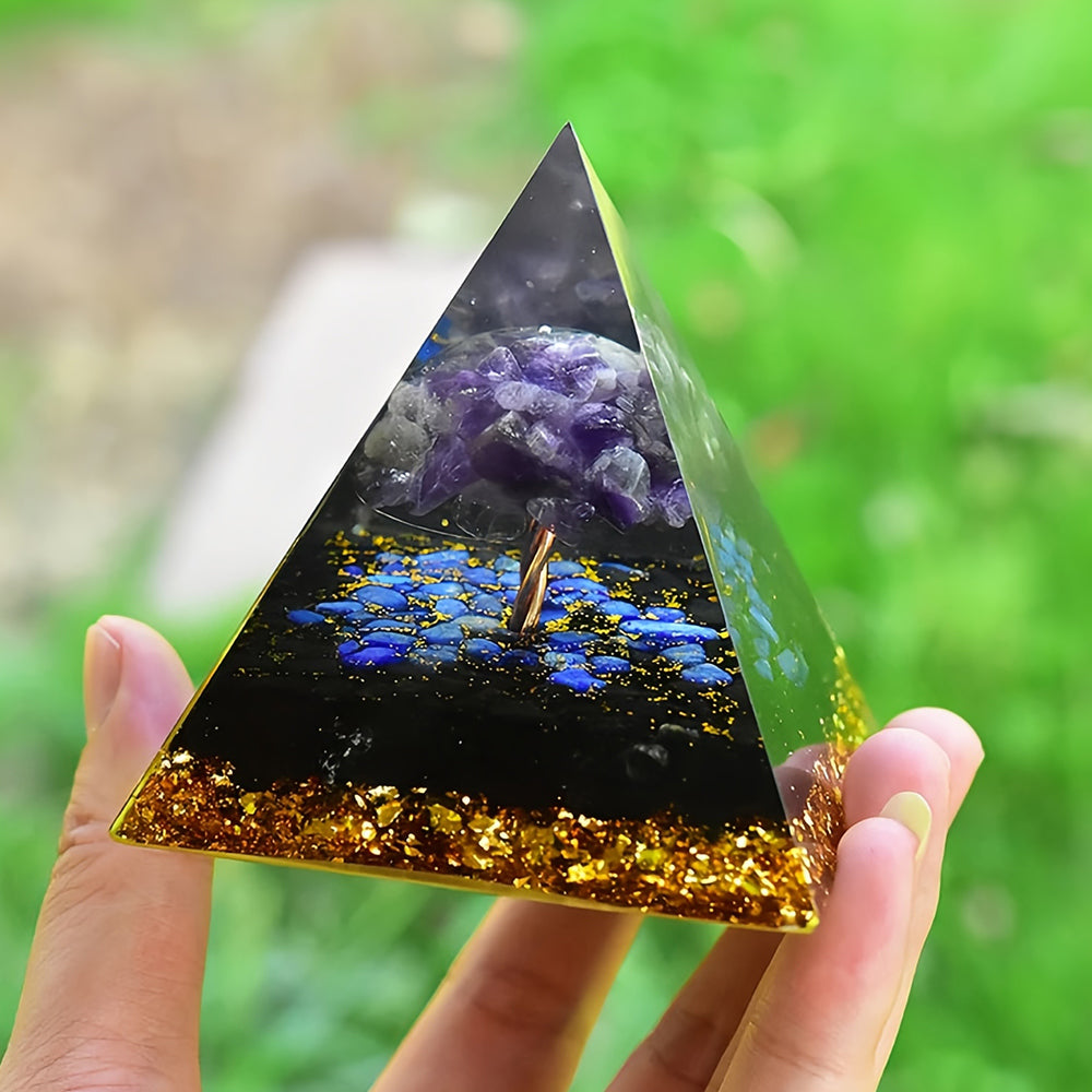 Amethyst Obsidian Lapis Lazuli Tree Of Life Orgone Pyramid