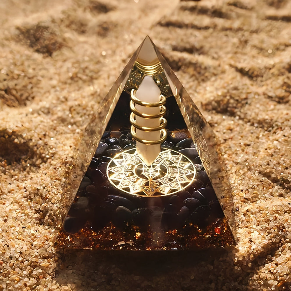 Clear Crystal Obsidian God of Light Orgone Pyramid