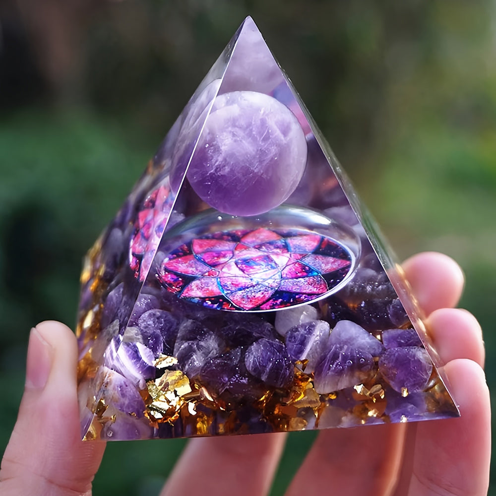 Natural Amethyst Orgone Pyramid