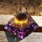 Tiger Eye Crystal Ball with Amethyst Orgone Pyramid