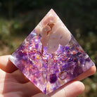 Tree Of Life Pink Opal With Amethyst Orgone Pyramid