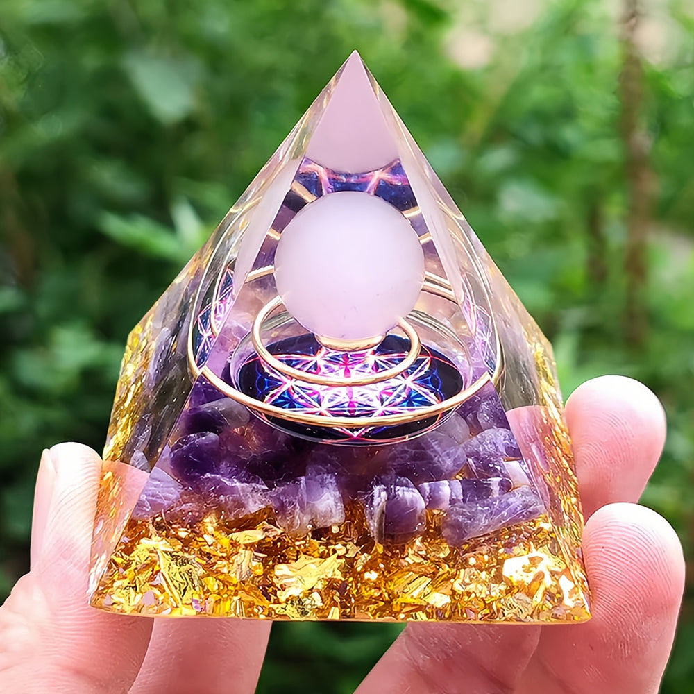 Amethyst with Rose Quartz Orgone Pyramid