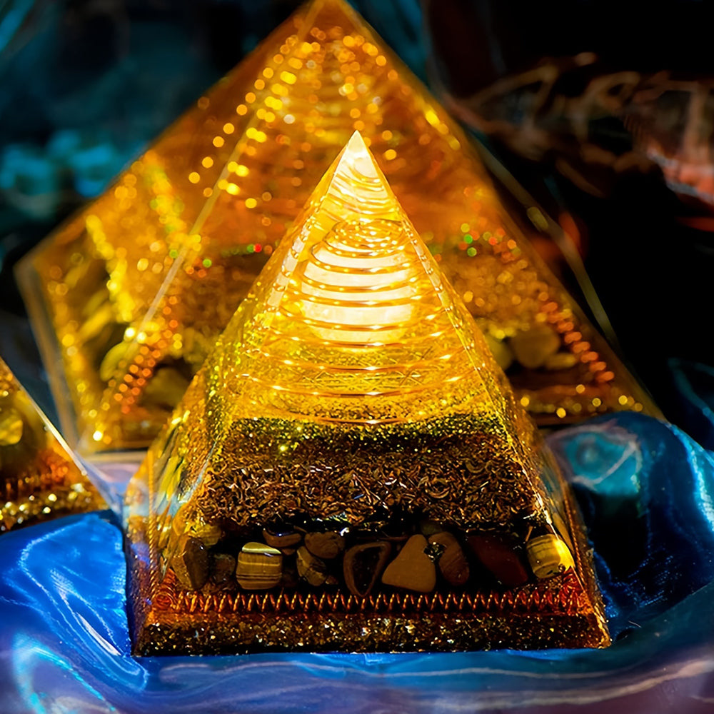 Clear Quartz With Tiger Eye Orgone Pyramid