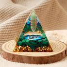 Green Aventurine With Malachite Hamsa Orgone Pyramid