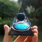 Obsidian Crystal Sphere With Copper Circle Orgone Pyramid