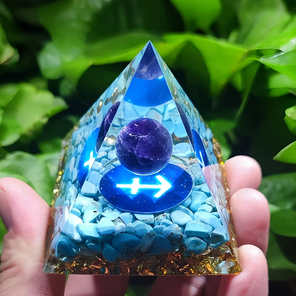 Turquoise with Lapis Lazuli Sagittarius Zodiac Orgone Pyramid