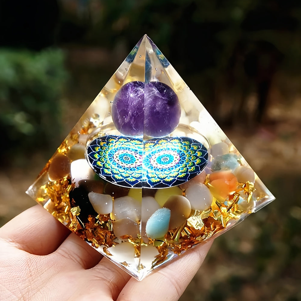 Amethyst with Moonstone Lucky Orgone Pyramid