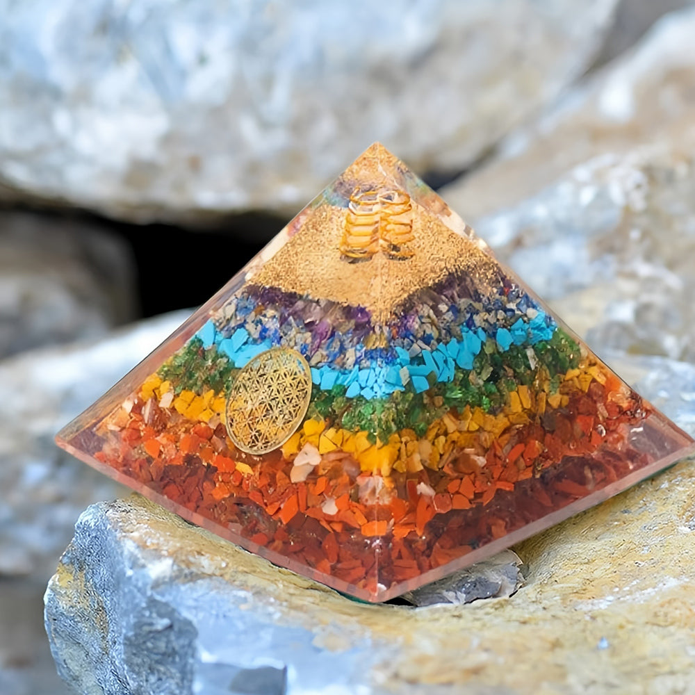 Chakra Flower Of Life Creation Orgone Pyramid