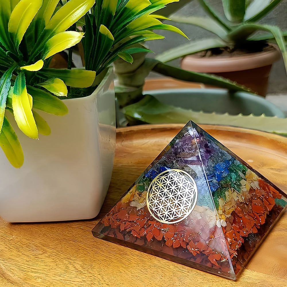 Chakra Flower Of Life Symbol Orgone Pyramid