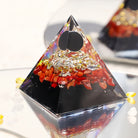 Black Onyx With Red Coral Reki Orgone Pyramid