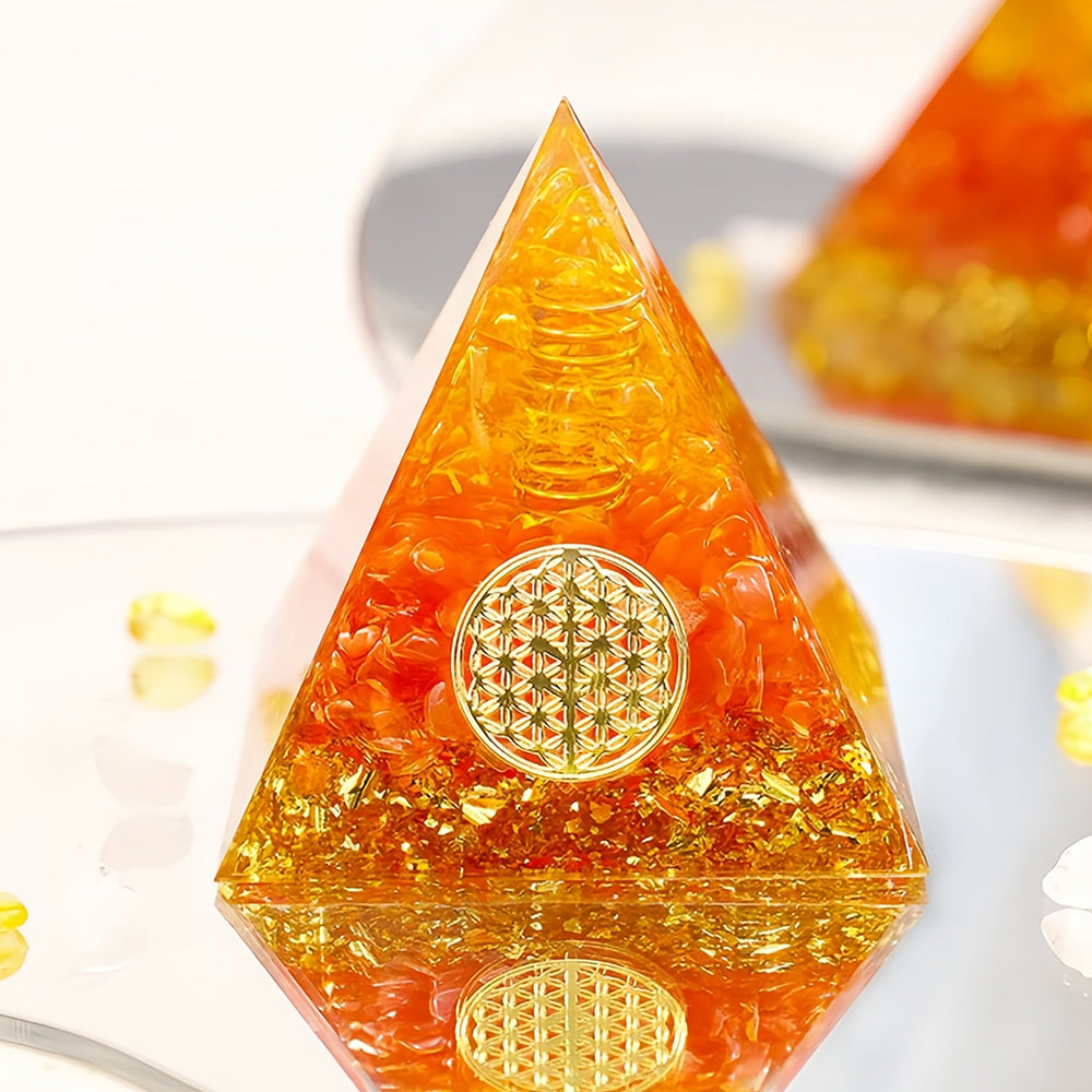 The Shining Vitality Carnelian & Citrine Orgone Pyramid