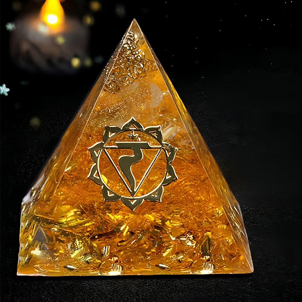 Citrine with Clear Quartz Lucky Wealth Orgone Pyramid