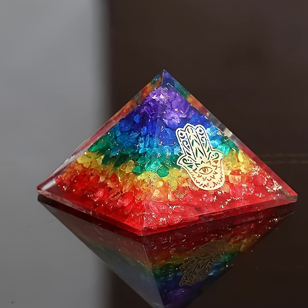 Natural Chakra Hamsa Protection Orgone Pyramid