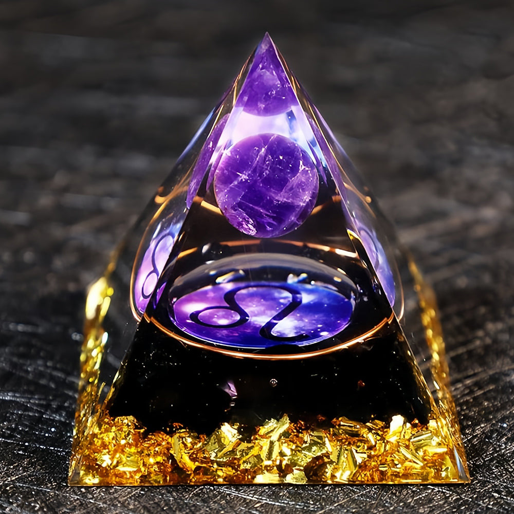 Amethyst Ball Obsidian Gravel Zodiac Leo Orgone Pyramid