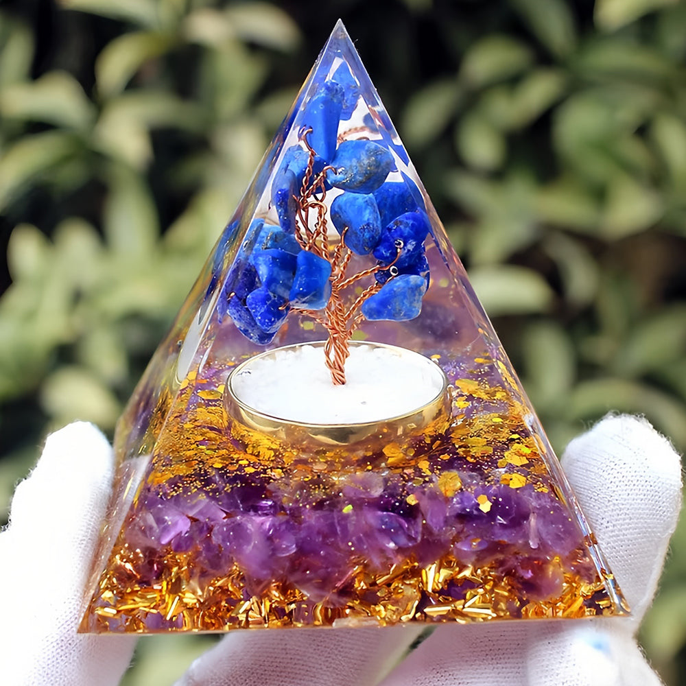 Lapis Lazuli Amethyst Tree Of Life Orgone Pyramid