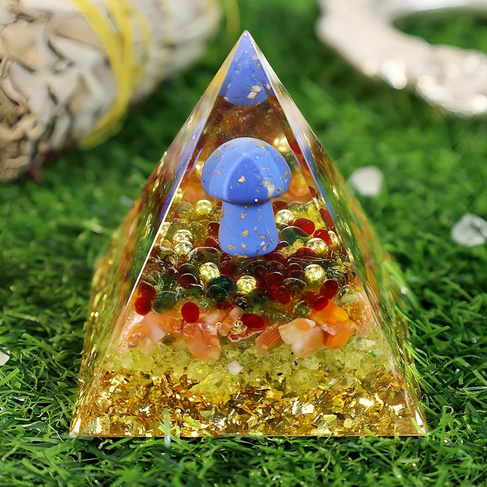 Carnelian Lapis Lazuli Mmushroom Orgone Pyramid